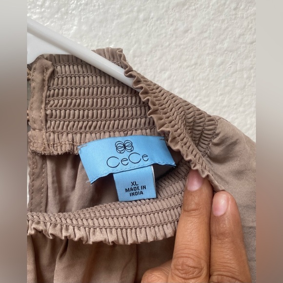 CECE womens blouses xl color low coffee long sleeve high neck light dress fabric - Picture 6 of 8